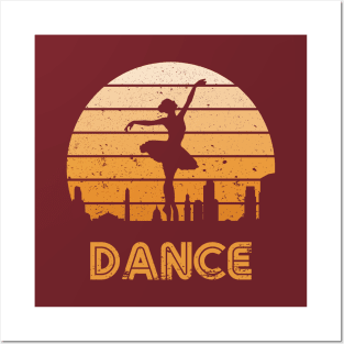 Retro Sunset Ballerina Dance Posters and Art